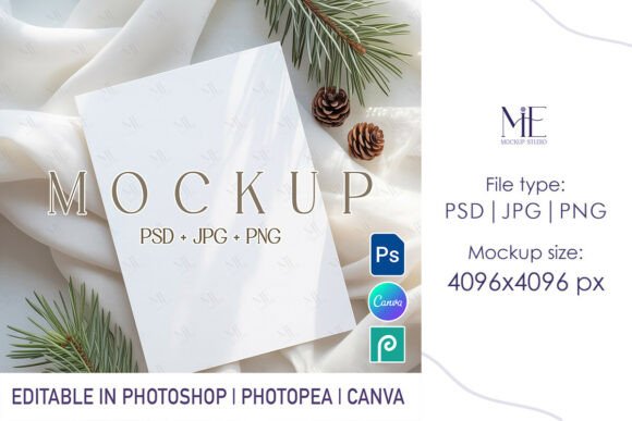 Download 5x7 Christmas Greeting Card Canva Mockup - Premium Bundle