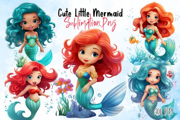Download Cute Little Mermaid Sublimation Clipart - Mermaid sublimation Collection