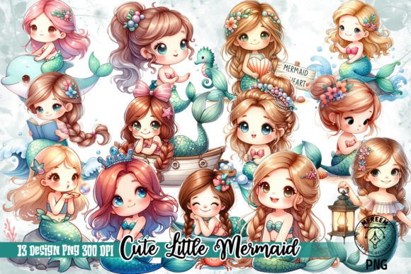 Download Cute Little Mermaid Sublimation Clipart - Mermaid sublimation Collection