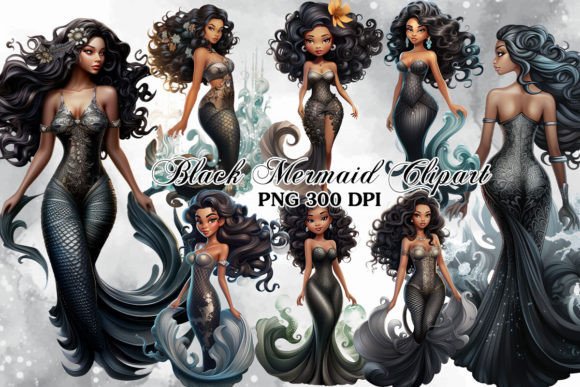 Download Black Mermaid Sublimation Clipart Bundle - Mermaid sublimation Collection