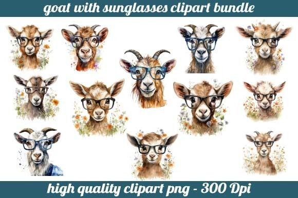 Download Baby Goat with Sunglasses Clipart - Baby goat Collection
