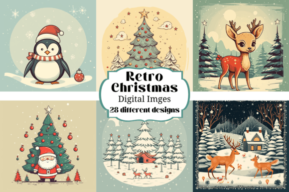 Download 28 Retro Christmas Greeting Card Images - Premium Resources